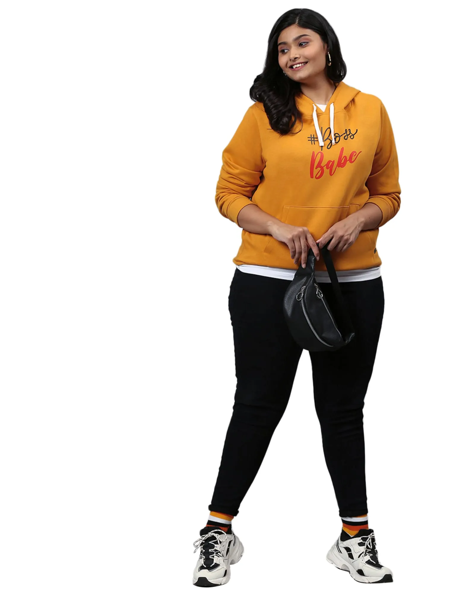 Mustard "Boss Babe" Hooded Sweatshirt | Mustard