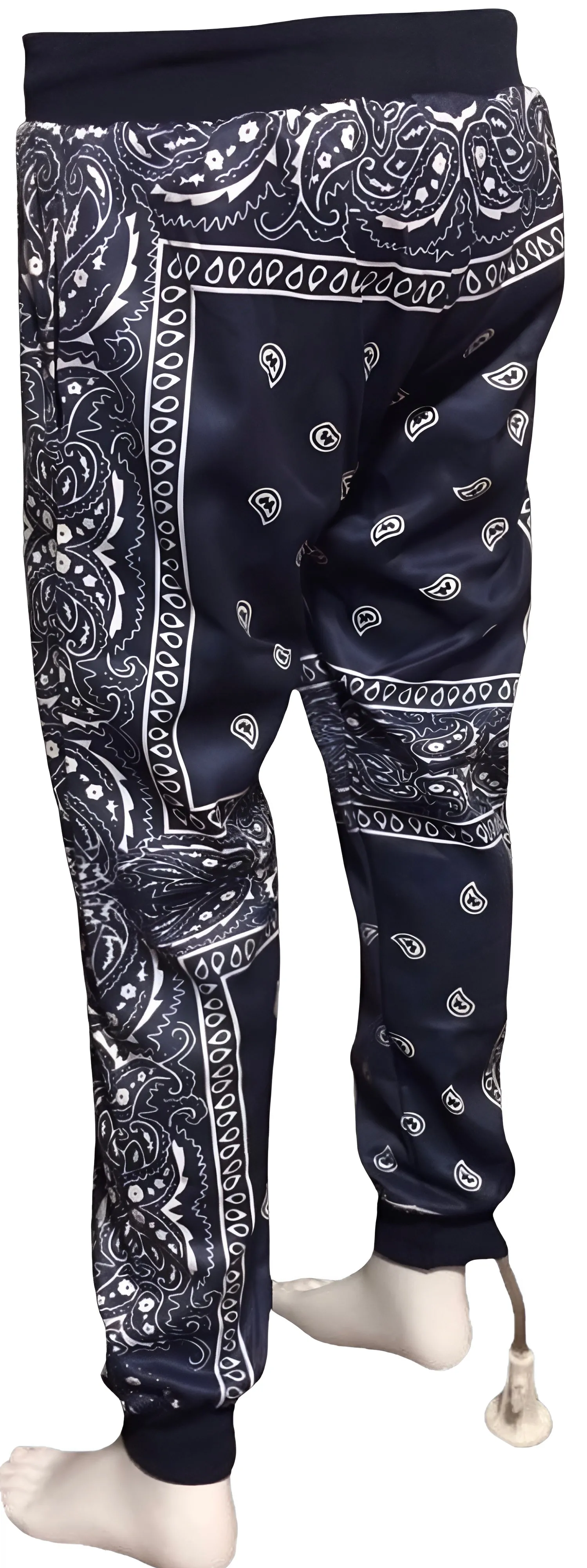 ^NAVY BANDANA^ JOGGER SWEATPANTS *BLUE PAISLEY* (FLEECY SOFT LINED)