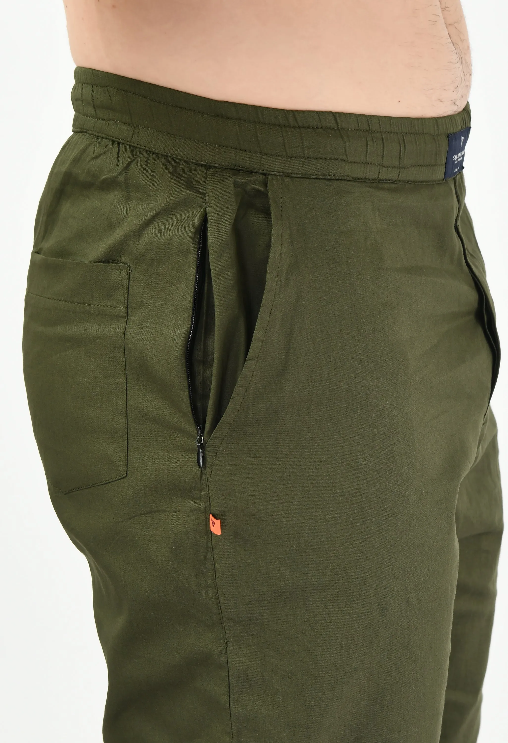 Olive Solid Cotton Twill Men's Trouser