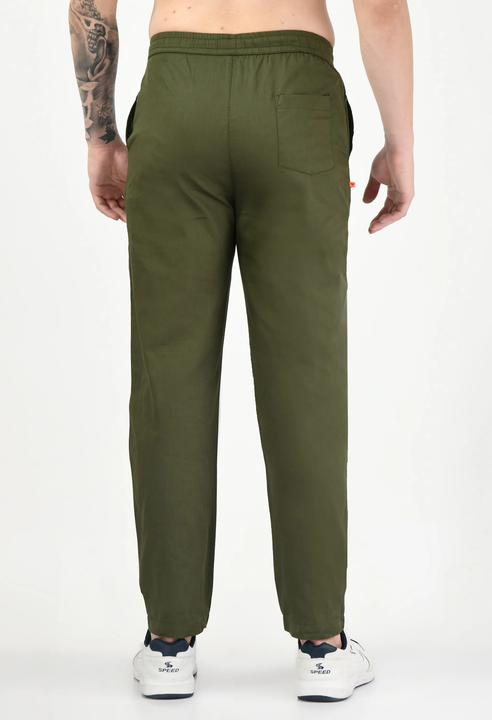 Olive Solid Cotton Twill Men's Trouser