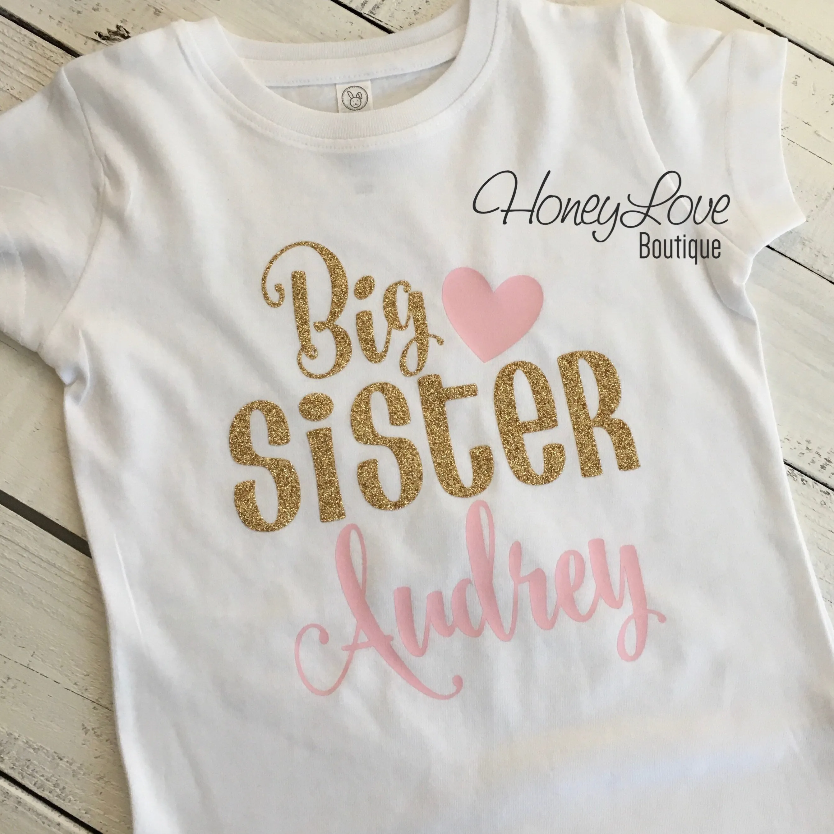 PERSONALIZED Sister Bodysuits and Shirts - Light Pink and Gold Glitter