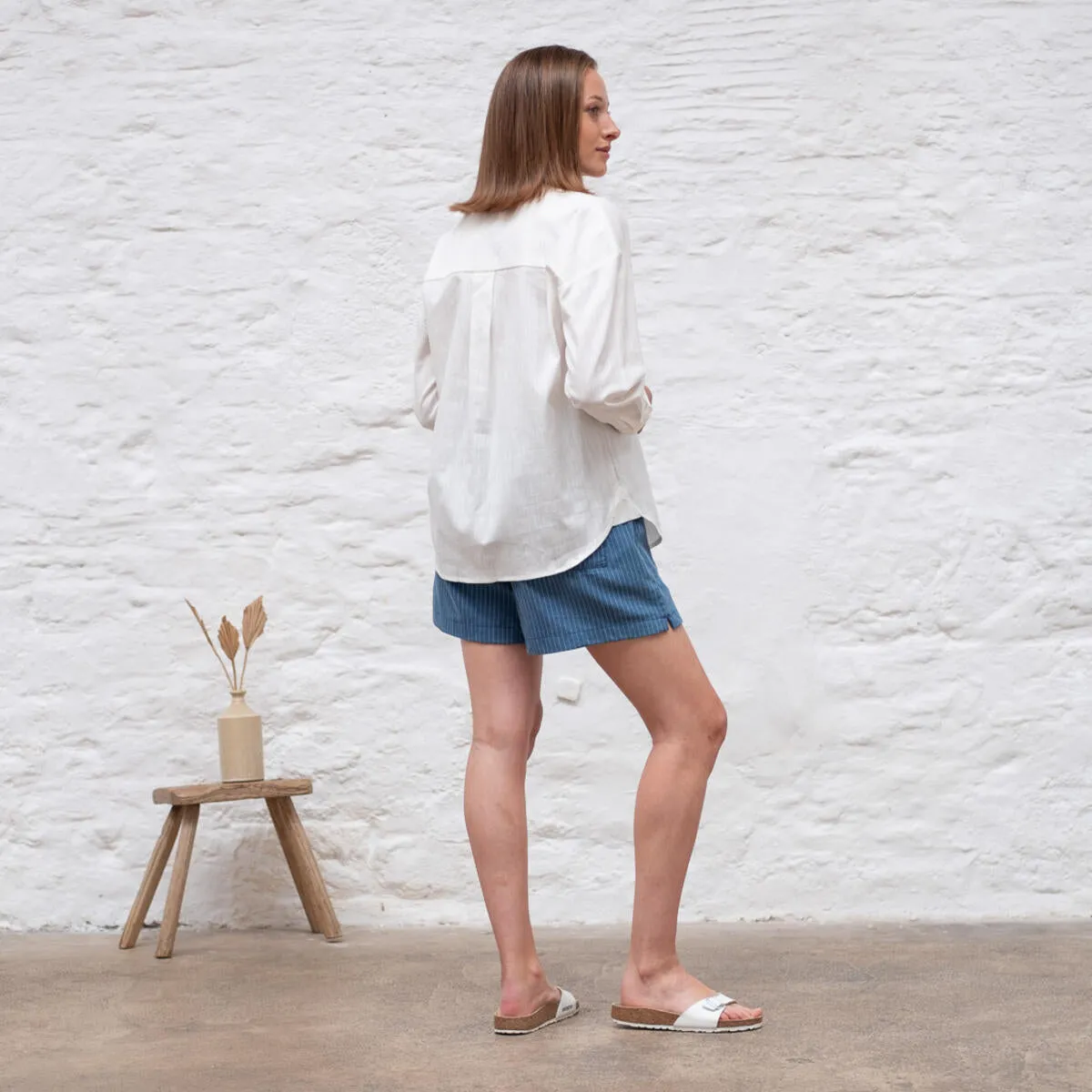 Petra Day Shorts in Denim Stripe