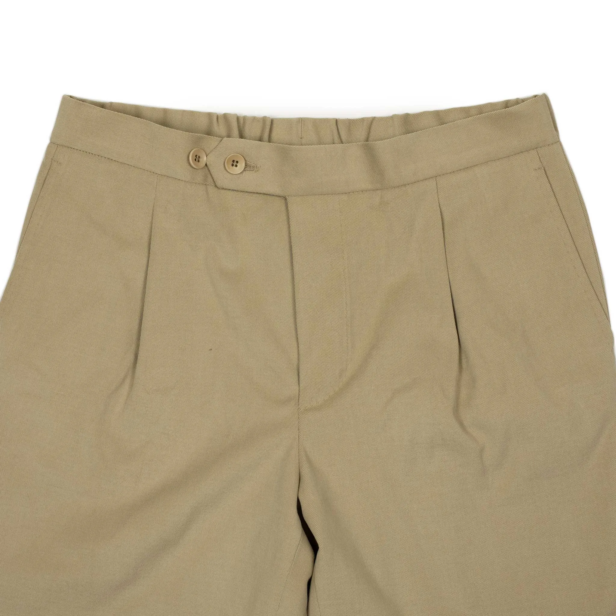 Pleated easy pants in beige brushed cotton twill