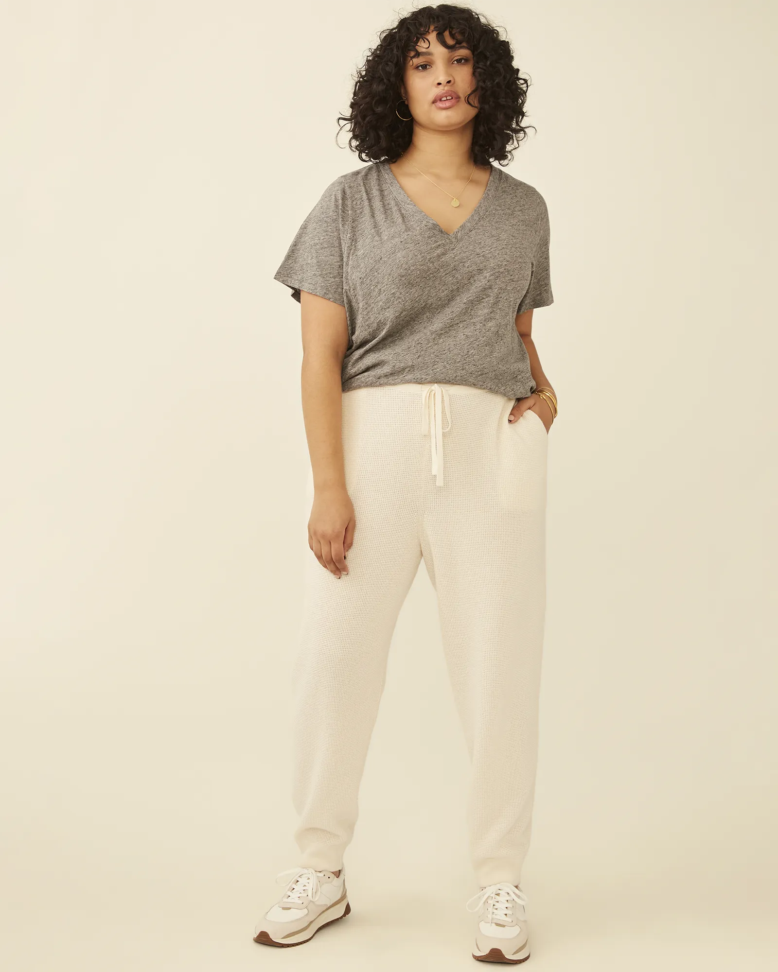 Portia Waffle-Knit Jogger | Ivory