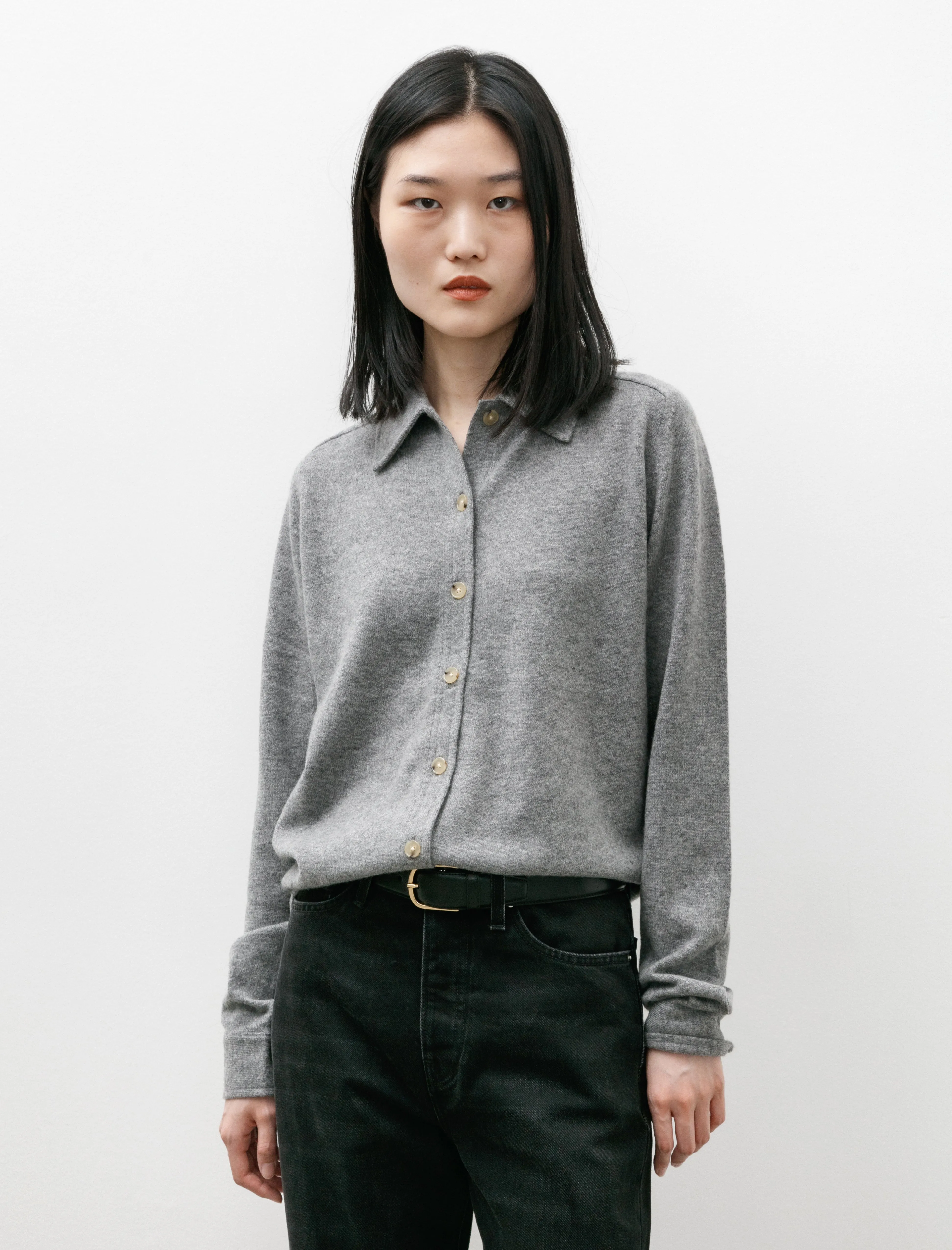 Raglan Sleeve Cashmere Shirt Grey Mélange