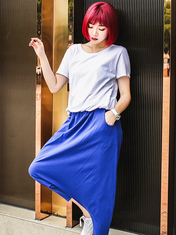 Red Black Blue Solid Color Casual Harem Pants