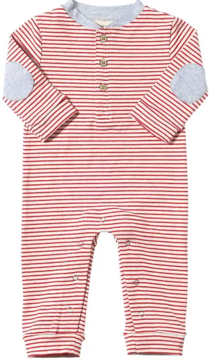 Red/White/Grey Stripe Niota Henley Romper