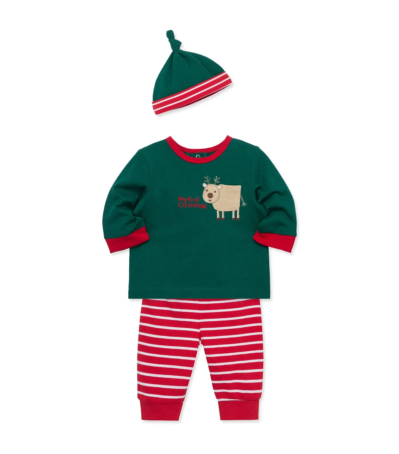 Reindeer Jogger Set and Hat Red