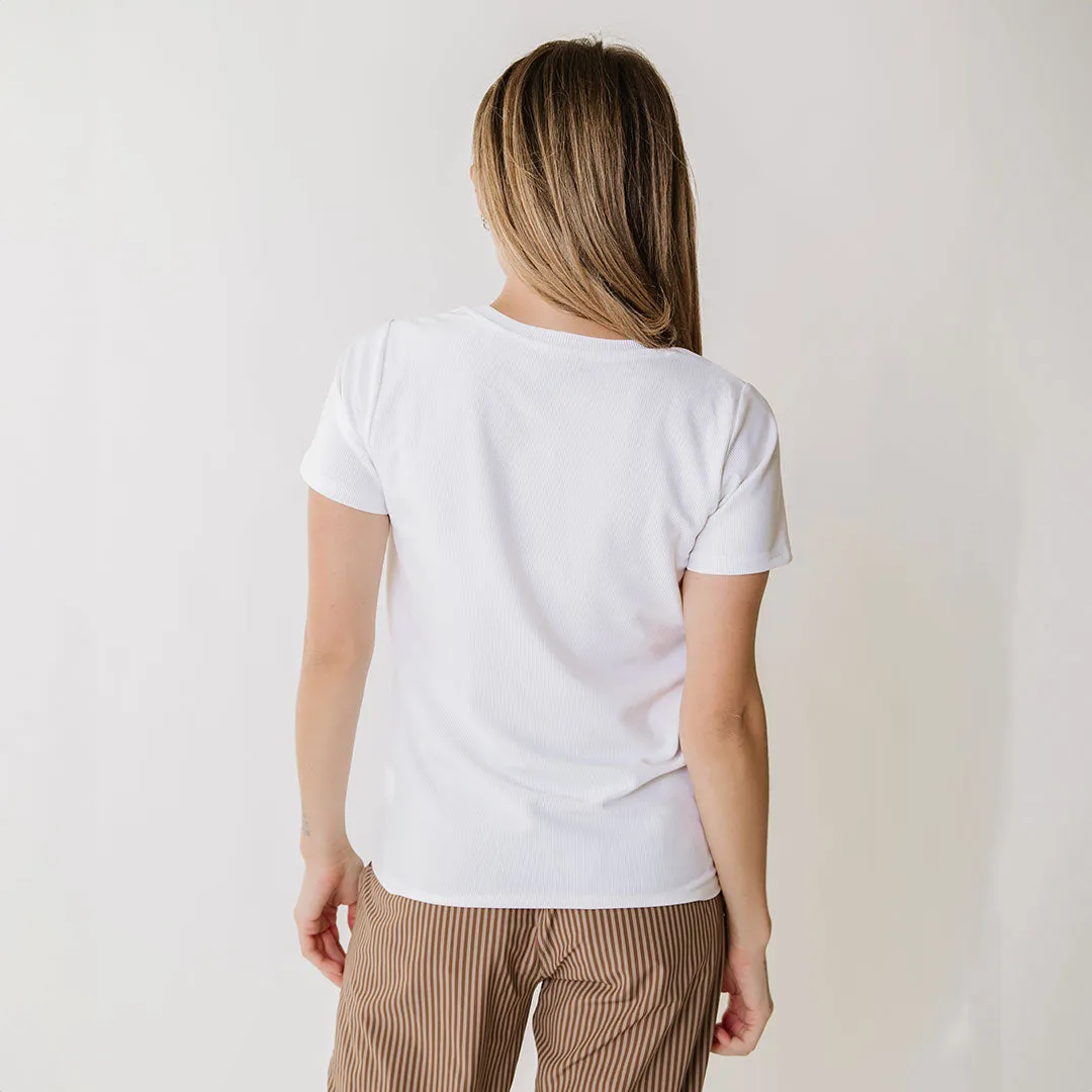 Ribbed Basic Tee, White