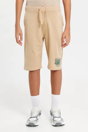 Senior Boys Beige Active Shorts