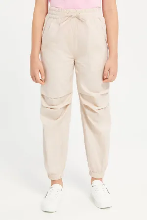 Senior Girls Beige Casual Trousers