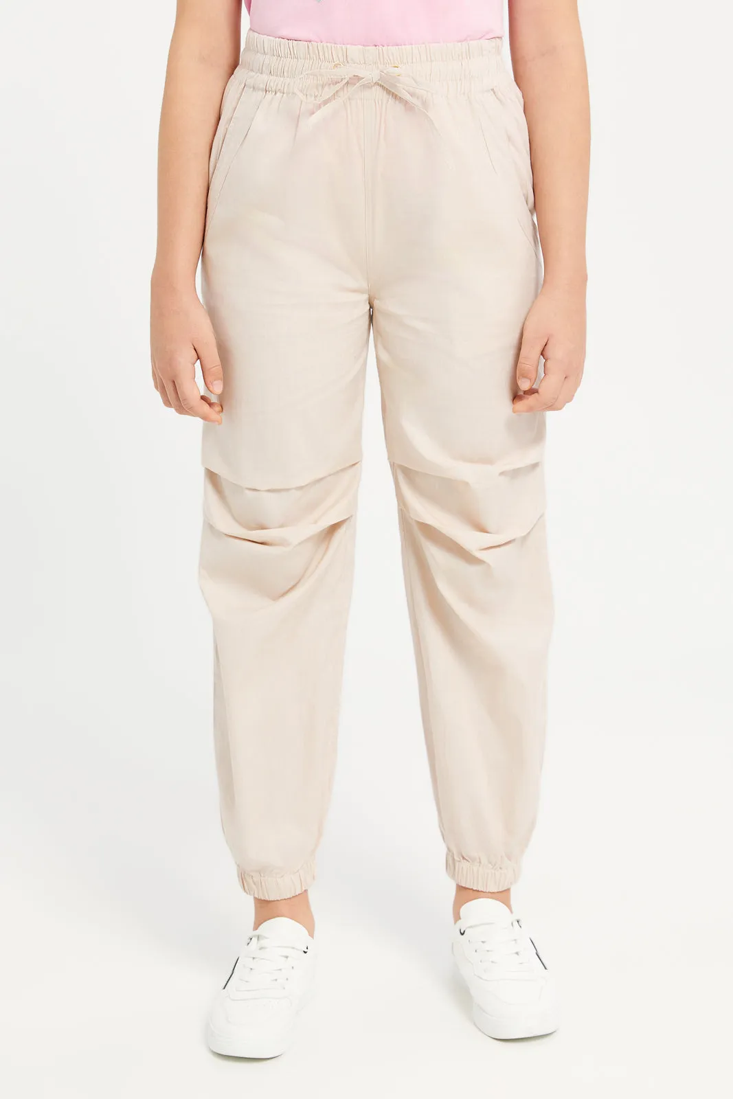 Senior Girls Beige Casual Trousers