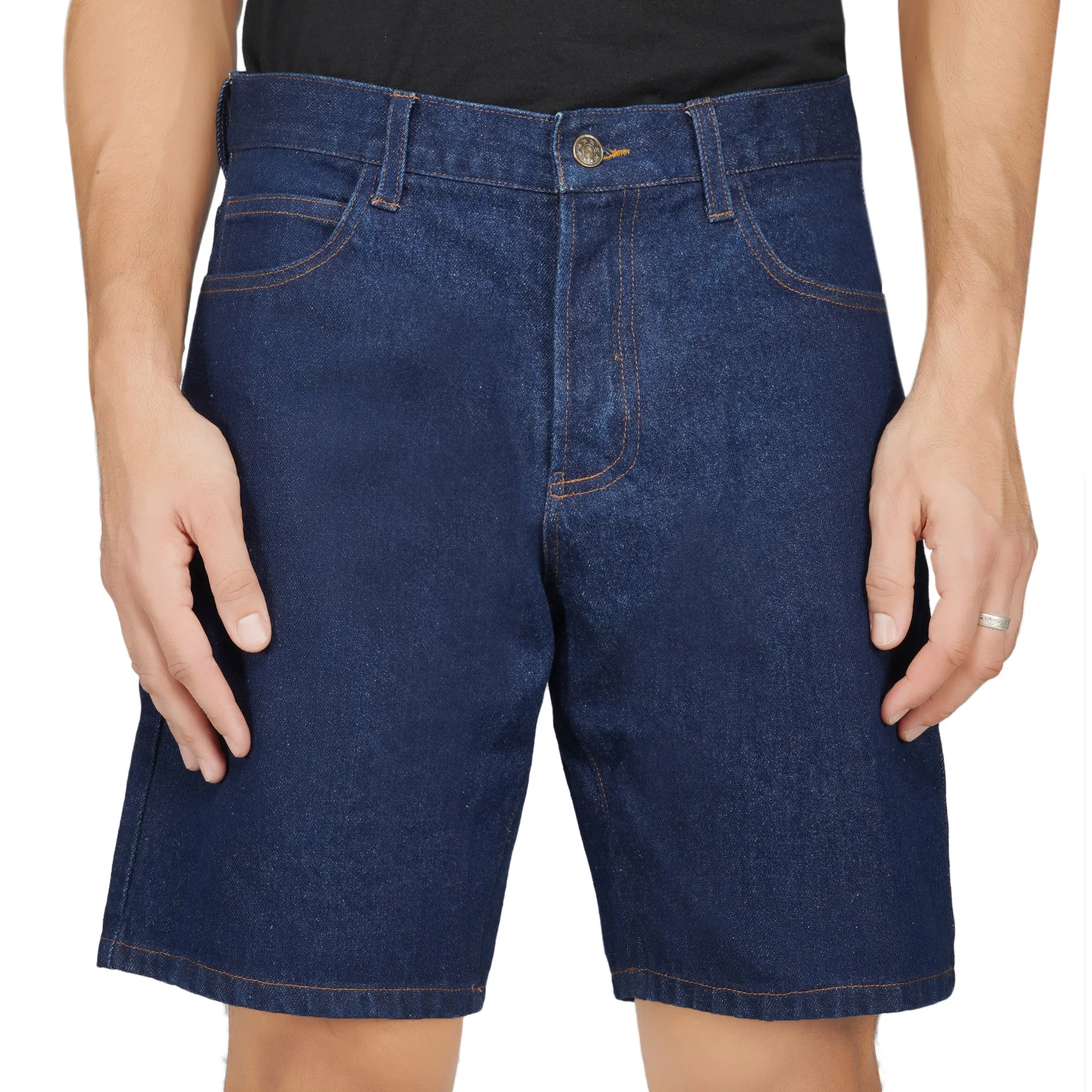 SLAY. Men's Washed Navy Blue Button-Down Denim Shorts