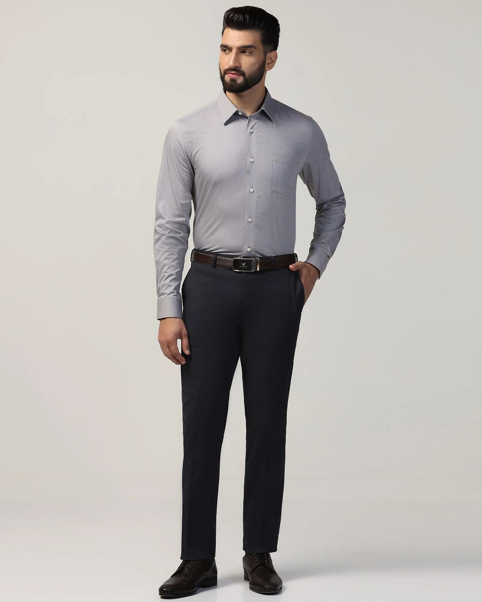 Slim Comfort B-95 Formal Navy Solid Trouser - Eldorado