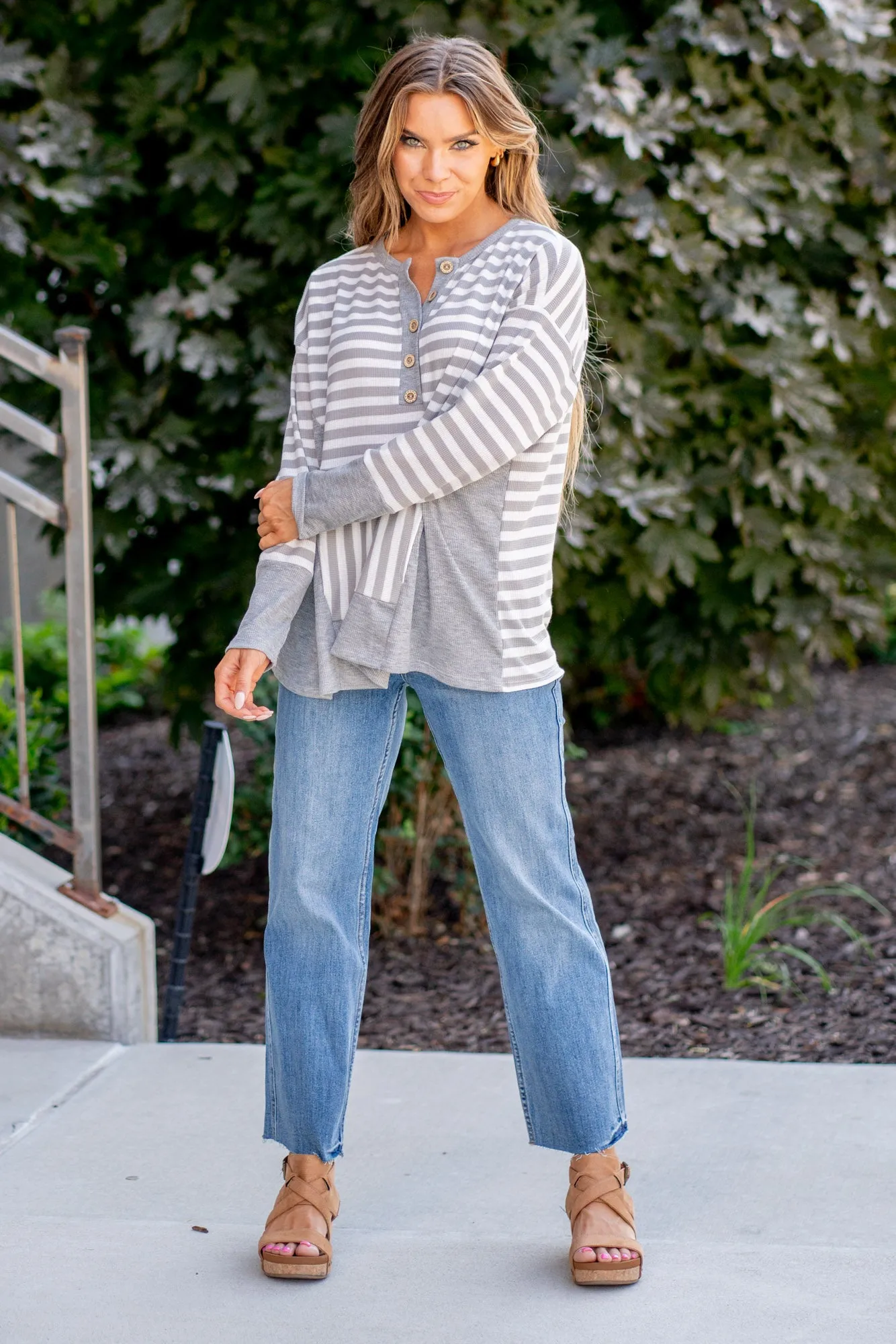 Striped Thumbhole Long Sleeve Top