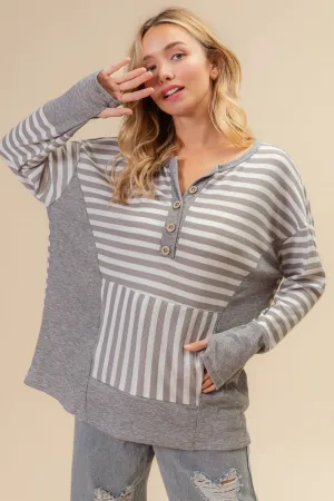 Striped Thumbhole Long Sleeve Top