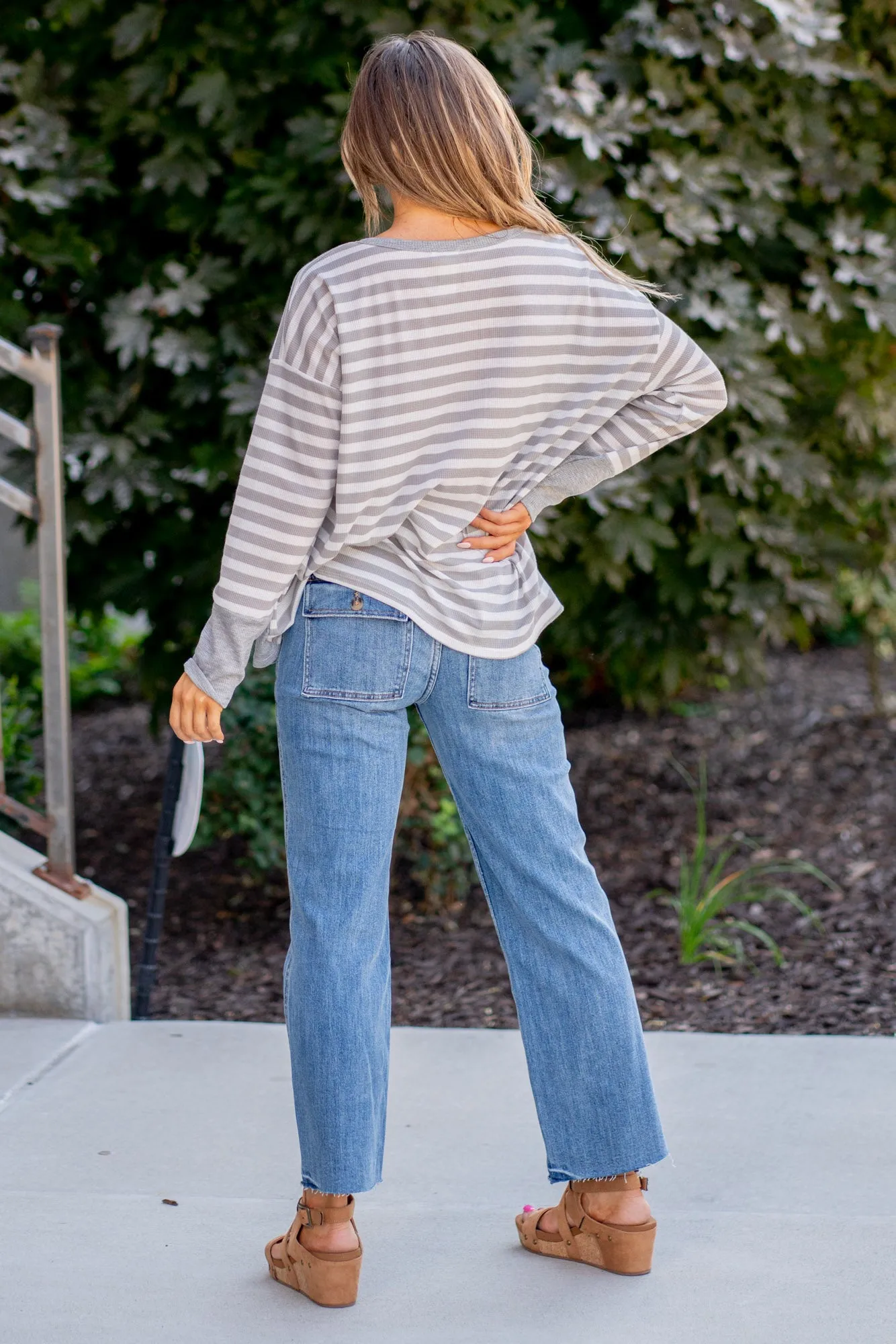 Striped Thumbhole Long Sleeve Top