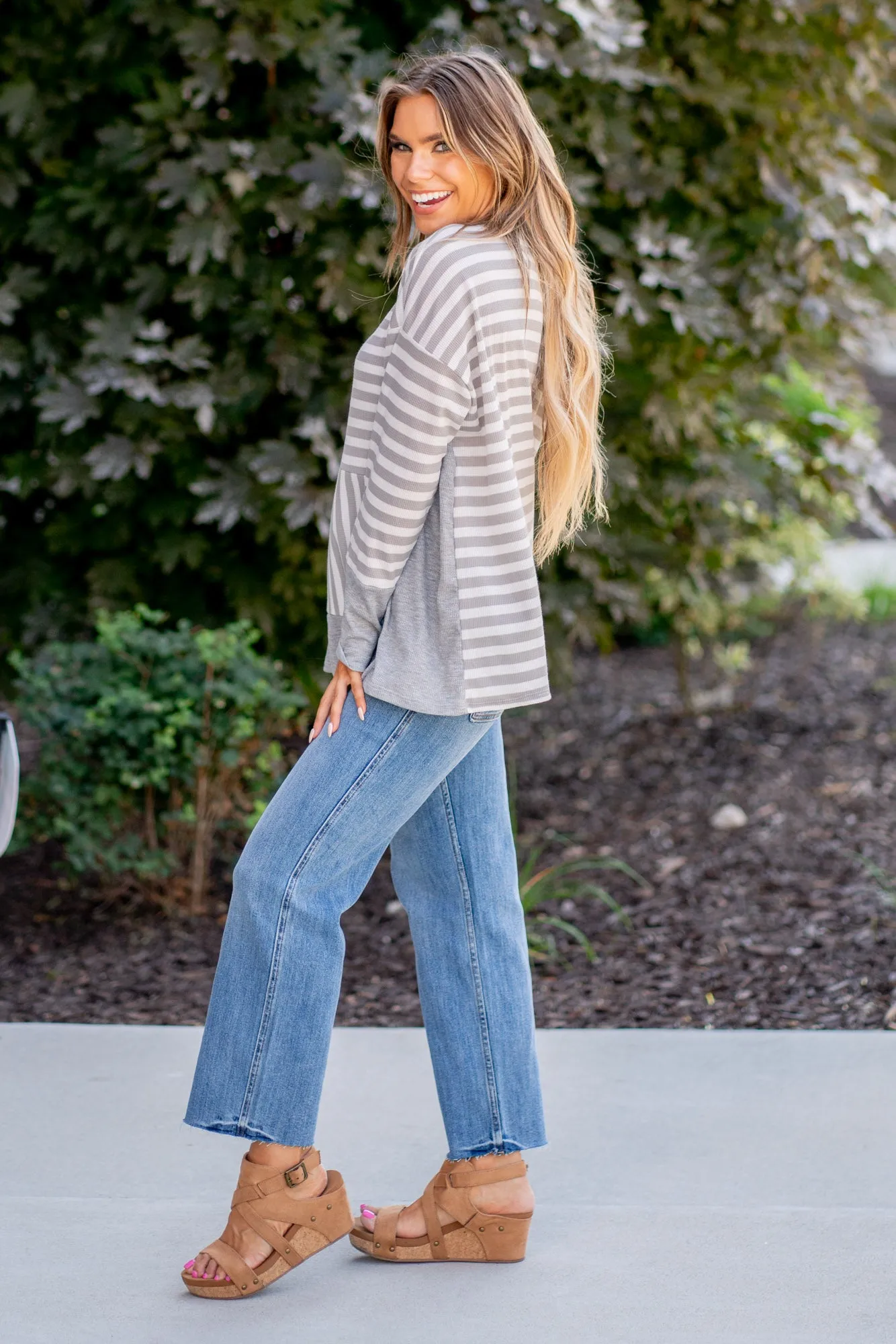 Striped Thumbhole Long Sleeve Top