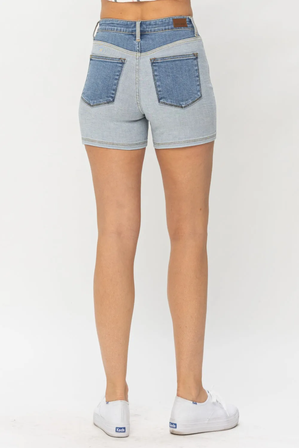 TEEK - Judy Blue Light Medium Block Denim Shorts