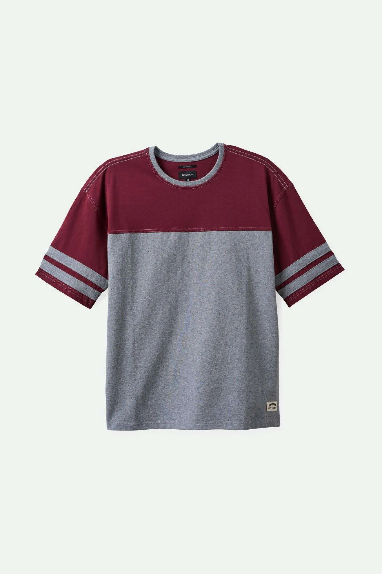 Varsity Heavyweight Football T-Shirt - Heather Grey/Cordovan Red