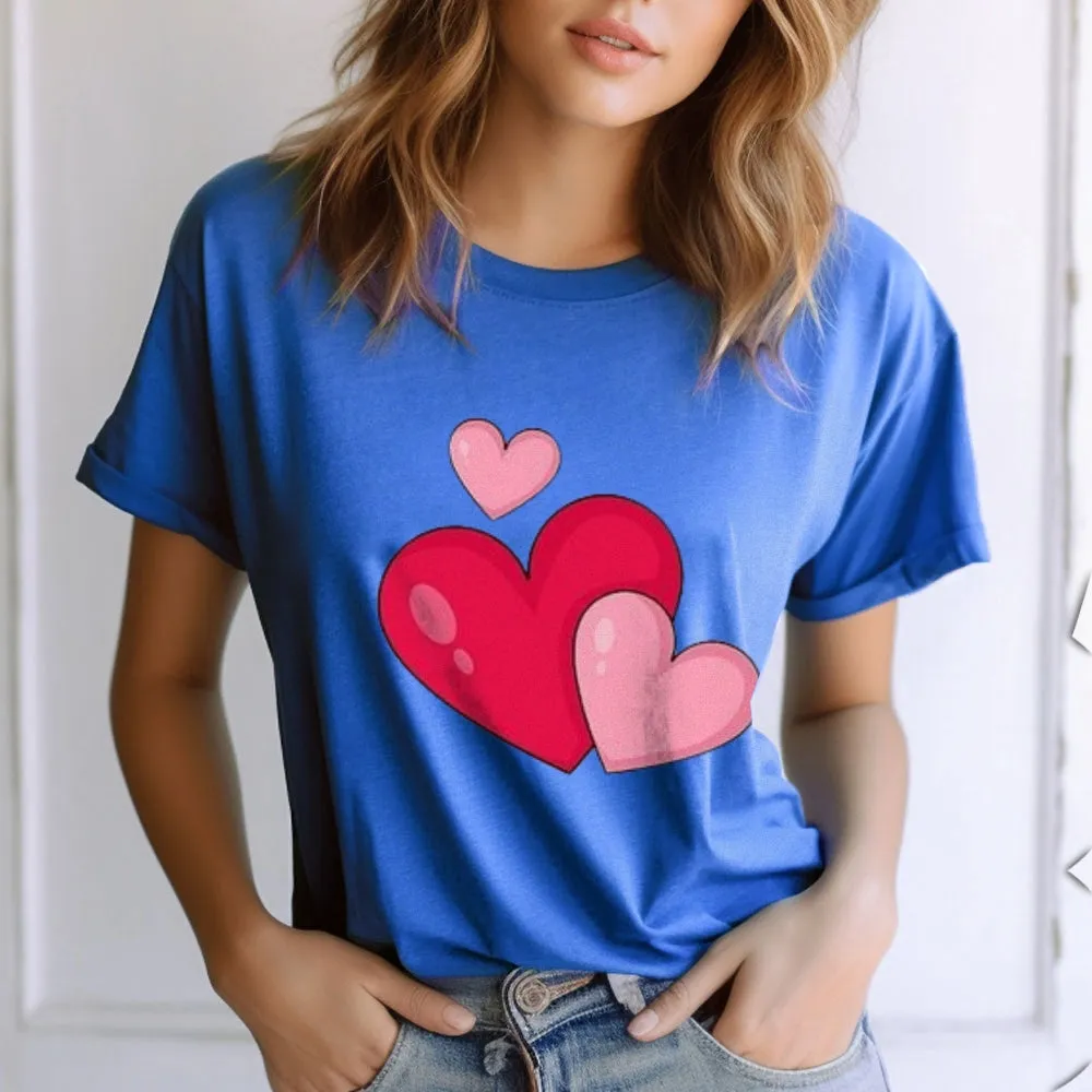 Women Love Pink Heart Valentine's Day Print Graphic T-shirt