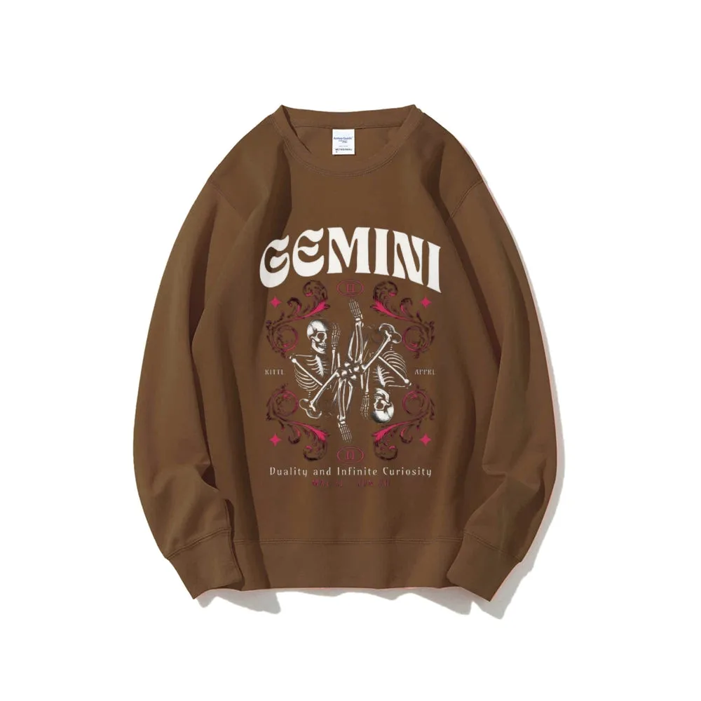 Women Vintage Gemini Skull Graphic Sweatshirts