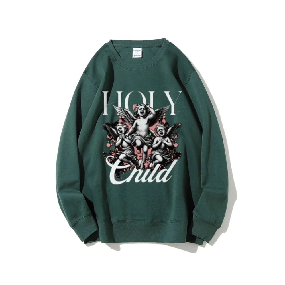 Women Vintage Holy Child Graphic Sweatshirts