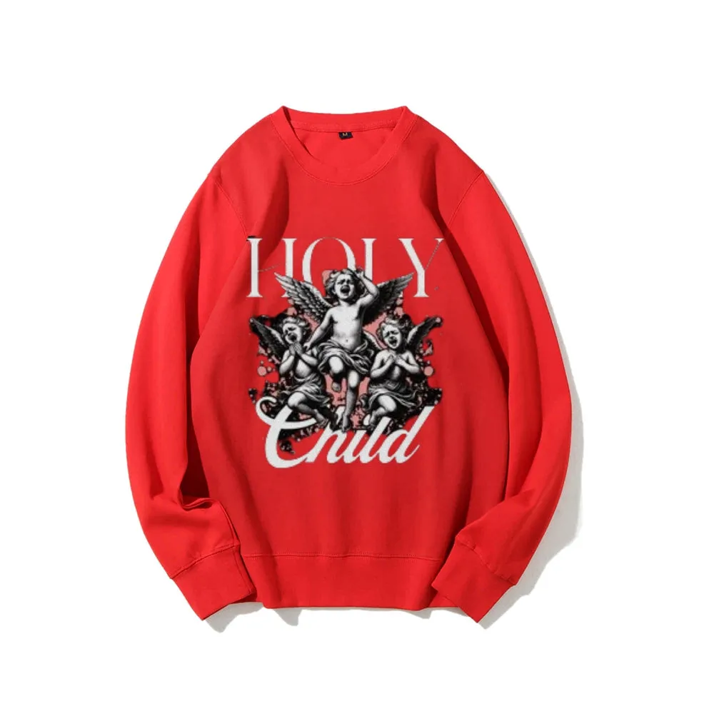 Women Vintage Holy Child Graphic Sweatshirts