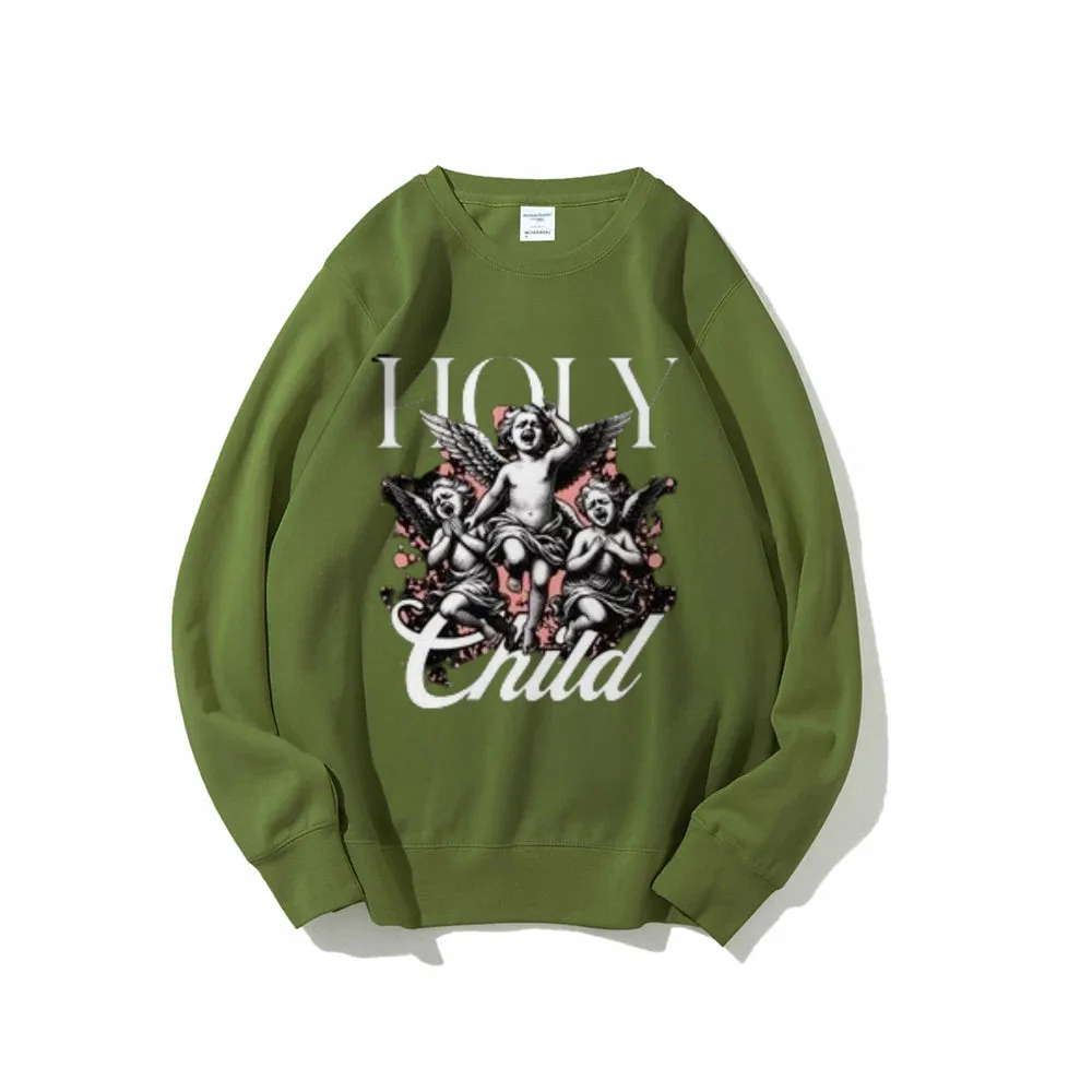 Women Vintage Holy Child Graphic Sweatshirts