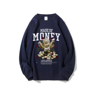 Women Vintage Made Of Money Graphic Sweatshirts