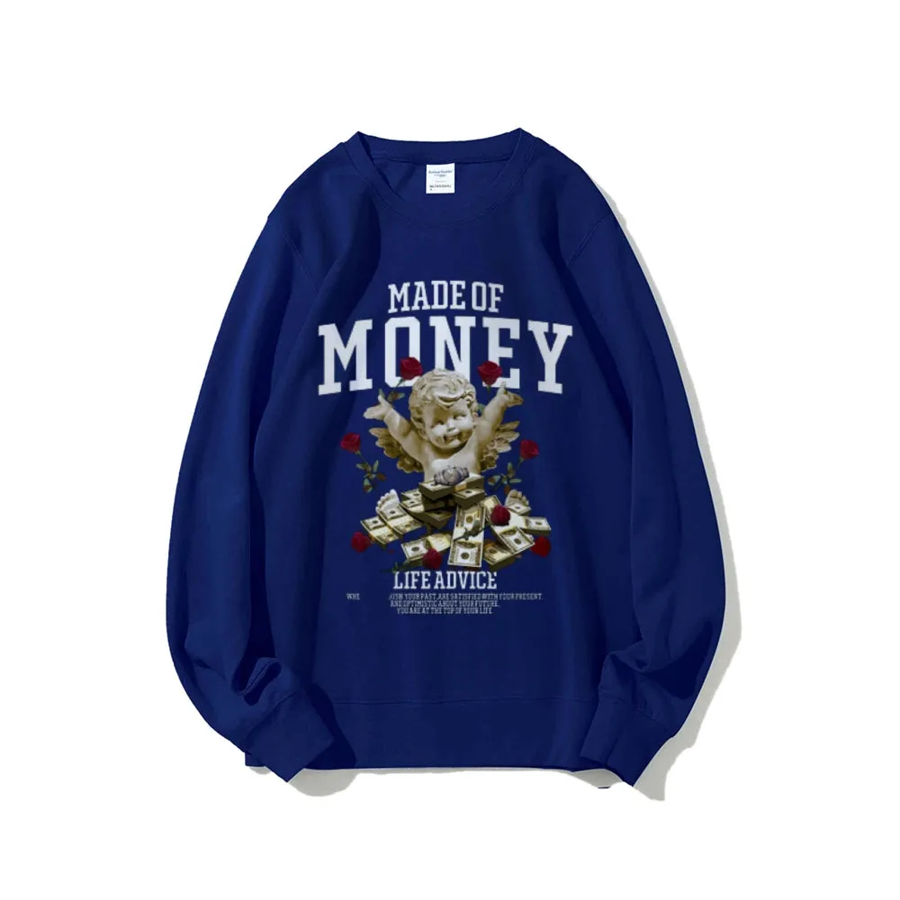 Women Vintage Made Of Money Graphic Sweatshirts