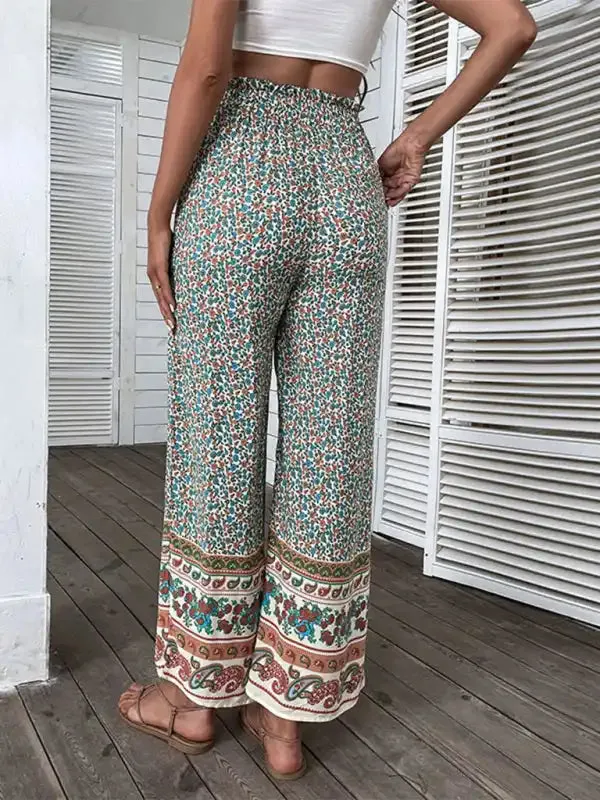 Women’s Bohemian Ethnic Print Wide Leg Pants