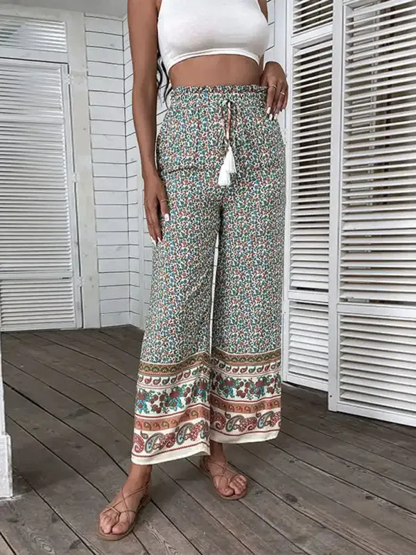 Women’s Bohemian Ethnic Print Wide Leg Pants