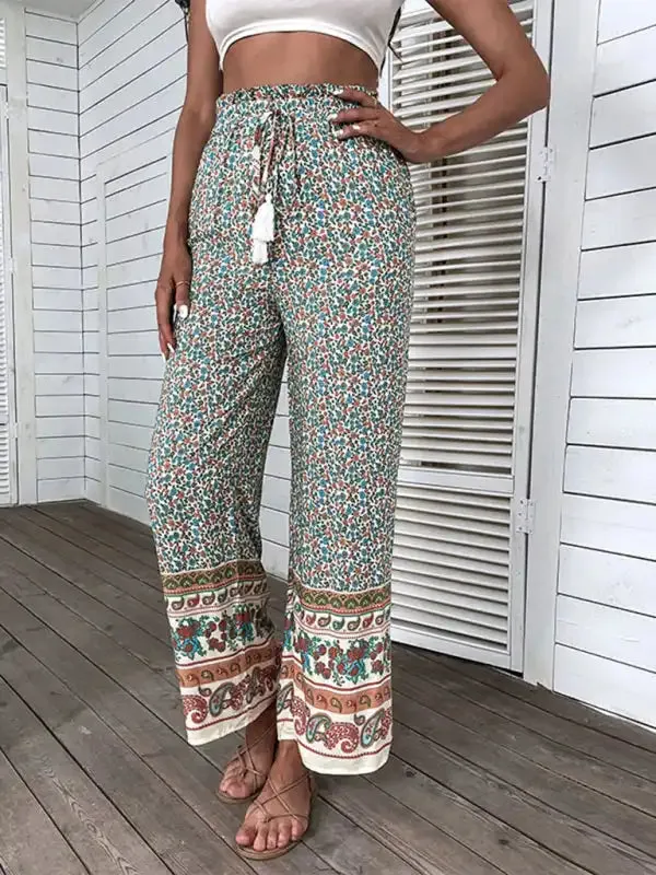 Women’s Bohemian Ethnic Print Wide Leg Pants