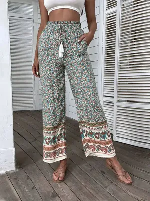 Women’s Bohemian Ethnic Print Wide Leg Pants