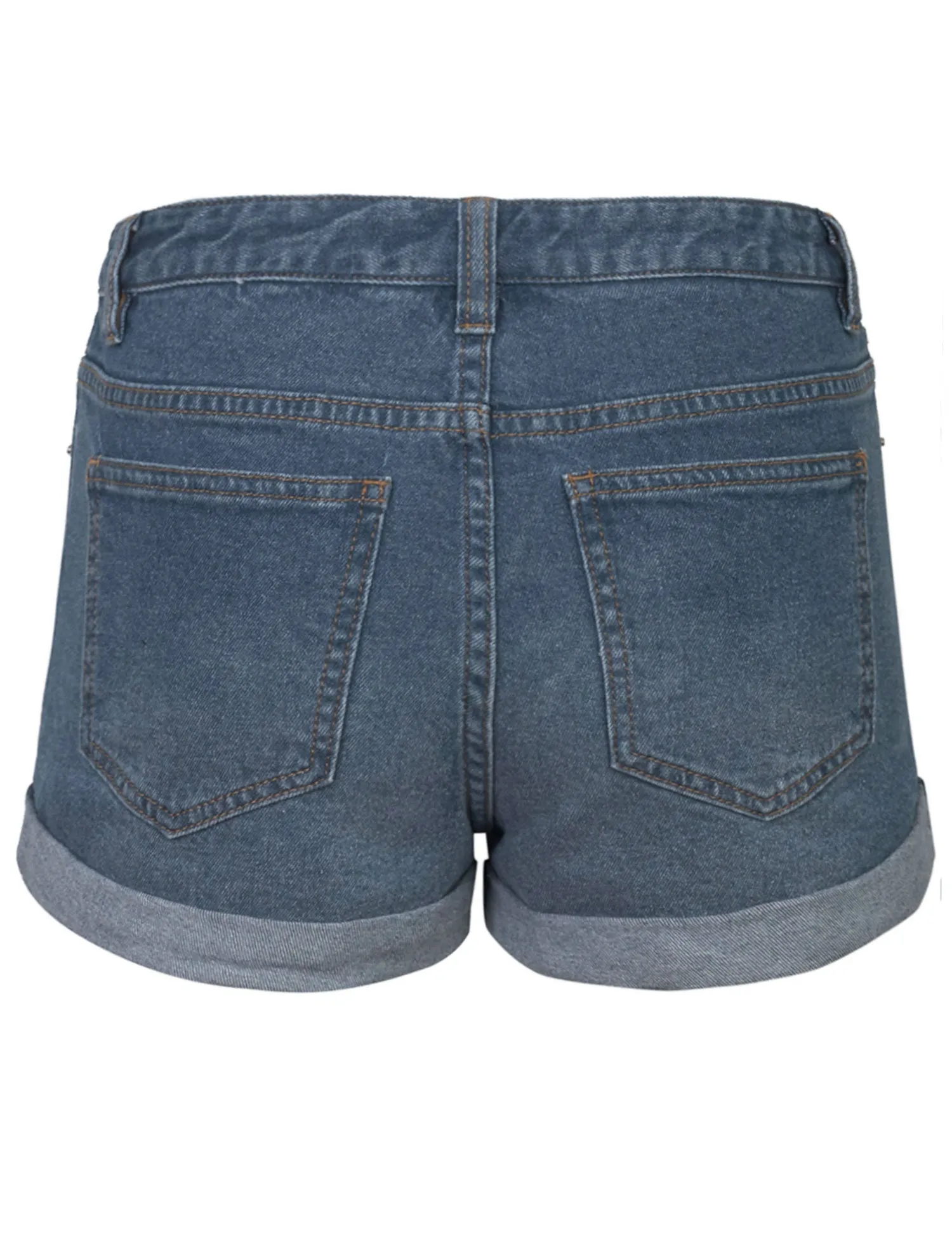 Women's Classic Light Washed Denim Shorts Double Folded Hem